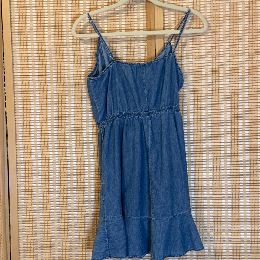 Express Blue Denim Ruffle Mini Dress - Picture 4 of 8